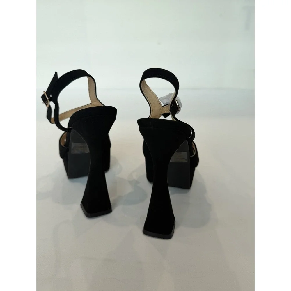 Kaleen Women's Black High Heels Open Toe Size 6 Suede Platform Party Night Out